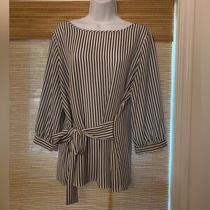Black white striped blouse size L